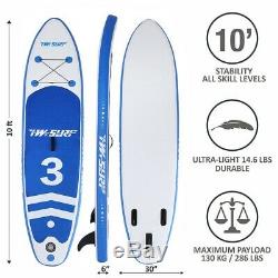 10'Inflatable Non-slip Stand Up Paddle Board Surfing SUP Boards withBackpack Kit