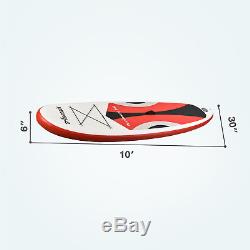 10' Inflatable SUP Stand up Paddle Board Surfboard Adjustable Fin Paddle Red