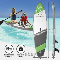 10' Inflatable Stand Up Paddle Board Surfboard SUP Adjustable Paddle Fin WithBag