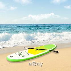 10' Inflatable Stand up Paddle Board Surfboard SUP Adjustable Fin Paddle Green