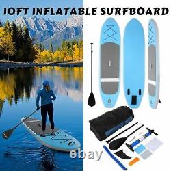 10ft Inflatable Stand Up Surfboard Paddle Board SUP Adjustable Blue for Summer