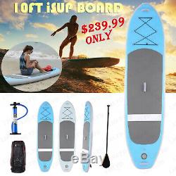 10ft Inflatable Stand Up Surfing Paddle Board iSUP Adjustable Surfboard