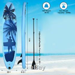 11 Foot Inflatable Stand Up Paddle Board SUP Kayak Blue Surf Board Kit with Paddle
