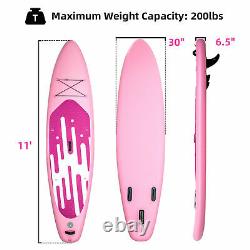 11' Inflatable Stand Up Paddle Board SUP with Kayak Seat Pump Complete Kit Pink