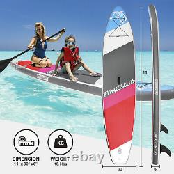11'Inflatable Stand Up Paddle Board Surfboard SUP withFin+Complete Kit+Bag 6thick