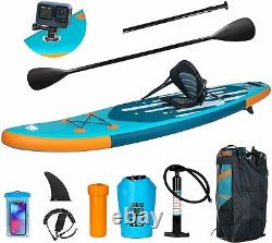 11ft Inflatable Paddle Board Stand Up Surfboard SUP Complete Kit with Kayak Seat