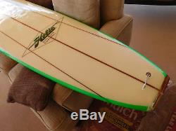 1970's Vintage HOBIE 10' SurfBoard TRIPLE STRINGER Wood Tail Deck LongBoard NICE