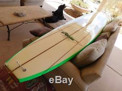 1970's Vintage HOBIE 10' SurfBoard TRIPLE STRINGER Wood Tail Deck LongBoard NICE