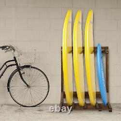 4-Ft Burnt Wood Vertical Surfboard SUP Paddleboard Rack Holds up to 4 Boards