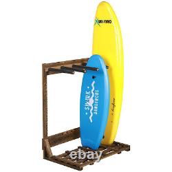 4-Ft Burnt Wood Vertical Surfboard SUP Paddleboard Rack Holds up to 4 Boards