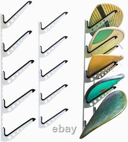 5 Board Surf Rack Adjustable Wall Mount Surfboard Wakeboard Snowboard Storage