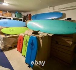 66 Surfboard Fishtail IXPE Soft Top Foam, Leash, 3 Fins, Color Light Blue