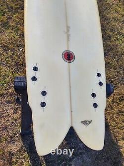 6'4 Endless Summer Signed Mike Hynson Black Knight fish surfboard quad