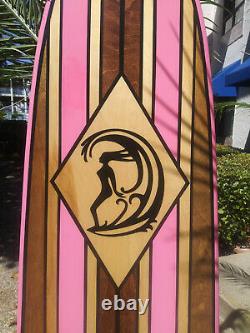 7FT Wood Surfboard PINK Surfer Girl! Wall Art Decor Surfing California Hawaii