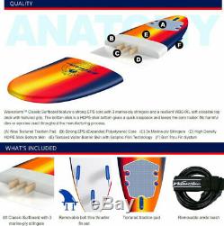 8' Classic Surfboard Sunburst, Strong EPS Core, High Density Slick Bottom Skin