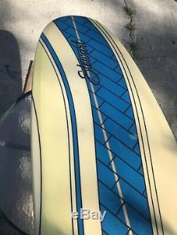 92 Stewart Longboard blue yellow thruster Surfboard In Great Condition