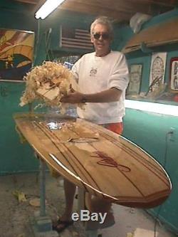 9'1 Bud Gardner Balsawood Surfboard With Resin Art