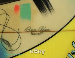 BEN AIPA HAWAIIAN T&C Custom SURFBOARD 6' 6 GERR BEVEL Thruster 1987 SIGNED