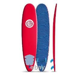 BLOO TIDE 8FT Swallow Tail Surfboard deck For kids and adults RED