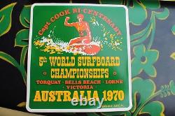 Capt Cook 5th World Surfing Championship AUSTRALIA 1970 XL LARGE Vintage STICKER