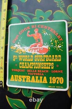 Capt Cook 5th World Surfing Championship AUSTRALIA 1970 XL LARGE Vintage STICKER