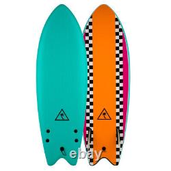 Catch Surf 5'6 Retro Fish Twin Fin Soft Top Surfboard Turquoise/Orange