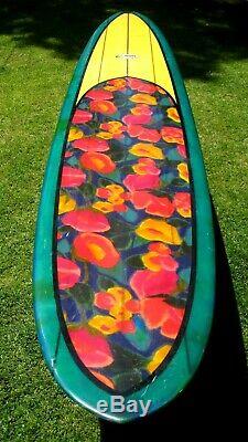 Colorful, vintage 1960s Greg Noll Surfboard 9'-10