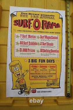 Don Brown's 3rd Surf-O-Rama Santa Monica 2-Sided Vintage 60's Surfing Poster
