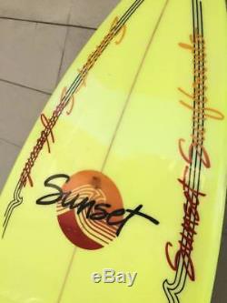 ED WRIGHT SUNSET SURFBOARD 6' SHORT BOARD THRUSTER FREESTYLE FINS VTG RETRO 80's