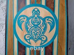 Gorgeous Wood Surfboard Wall Art Turqouise Hawaiian Decor Surfing California