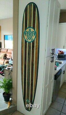 Gorgeous Wood Surfboard Wall Art Turqouise Hawaiian Decor Surfing California
