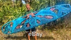 Hand Carved original Mermaid Surfboard Art decor by Naples artist Jake Jones