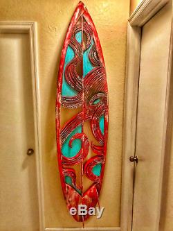 Hand Carved original Mermaid Surfboard Art decor by Naples artist Jake Jones