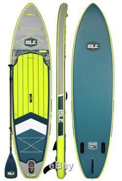 ISLE Surf & SUP 11' Explorer Inflatable Stand Up Paddle Board Yellow / Grey