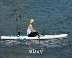 Inflatable 0.9mm PVC 12ft Fishing SUP Paddle Surf Board With Fishing Rod Holders