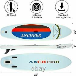 Inflatable Stand Up Paddle Board Non-Slip EVA Deck, Hand Pump, Paddle, Coiled U=