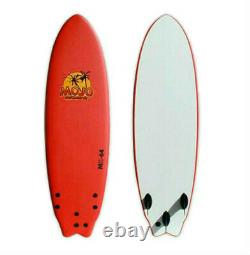 MOJO 6'4 FISH SOFTBOARD SURFBOARD, Foam Top, Beginner Board, Learn to Surf, RED