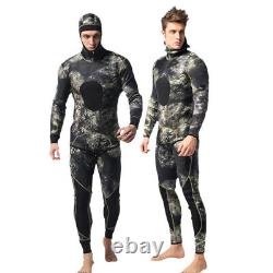Men Camouflage Wetsuit Two-piece Scuba Diving Snorkel Suit Surf Swimwear L