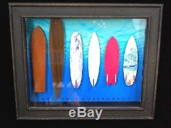 Mini Surfboard Evolution Art Shadow Box Wood Twin Fin Vintage to Modern Styles