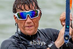 OCEAN CHAMELEON Floating Sunglasses Kiteboarding Surf Matte White & Blue Lens