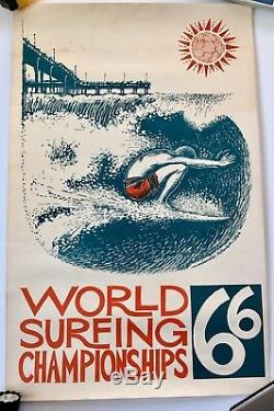 RARE orig. 1966 WORLD SURFING CHAMPIONSHIPS POSTER Michael Dormer
