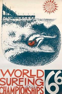 RARE orig. 1966 WORLD SURFING CHAMPIONSHIPS POSTER Michael Dormer