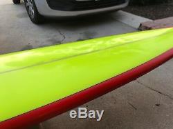 RAWSON surfboard Classic Gun 8'0 x 19 1/8 x 2 3/4 Red/Yellow 5 FCS Ridden ONCE