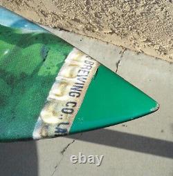 Rare VTG ROLLING ROCK BEER Advertising BAR Decor REAL Fiberglass SURFBOARD 7' 2