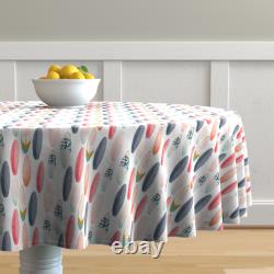 Round Tablecloth Surf Boards Surfing Beach Sea Water Sports Ocean Cotton Sateen