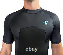 SPF 50+ 5mm Padded Rash Guard for Surfing, Boogie, Scuba Black