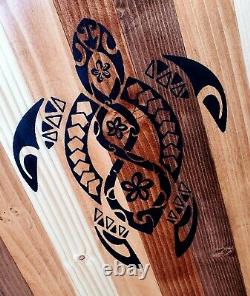 SURFBOARD WALL ART Honu Hawaiian surf beach turtle decor longboard rustic