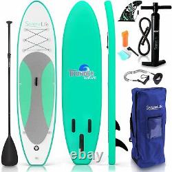 SereneLife Inflatable Stand Up Paddle Board (6 Inches Thick) with Premium SUP Ac