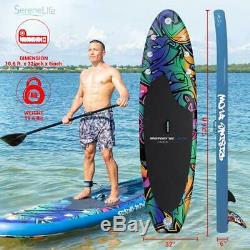 SereneLife Inflatable Stand Up Paddle Board Wide Stance, (6 Inches Thick)