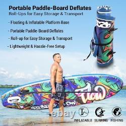 SereneLife Inflatable Stand Up Paddle Board Wide Stance, With Electric Pump